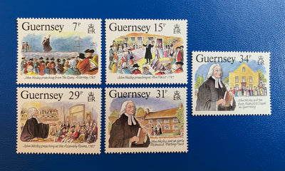 Guernsey - Original Vintage Postage Stamps - 1987 - John Wesley on Guernsey - for the collector, artist or crafter