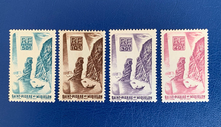 Saint-Pierre et Miquelon - Original Vintage Postage Stamps- 1947 - Definitives - Longlade - for the collector, artist or crafter