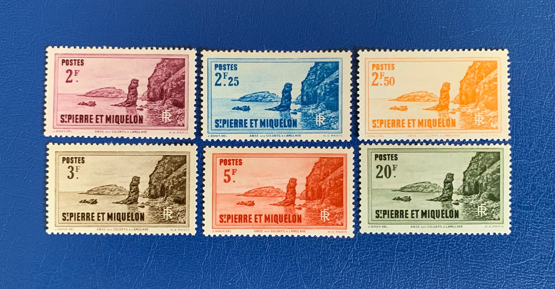 Saint-Pierre et Miquelon - Original Vintage Postage Stamps- 1938 - Definitives - Langlade - for the collector, artist or crafter