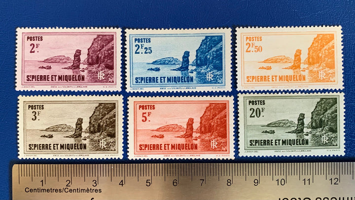 Saint-Pierre et Miquelon - Original Vintage Postage Stamps- 1938 - Definitives - Langlade - for the collector, artist or crafter