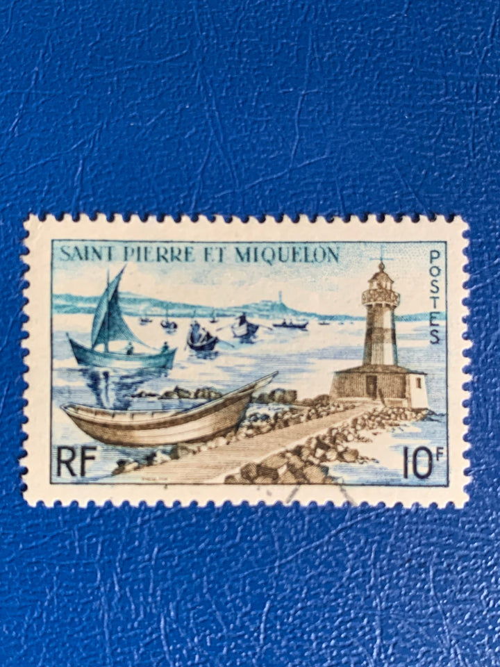 Saint-Pierre et Miquelon - Original Vintage Postage Stamps- 1957 - Fisheries - for the collector, artist or crafter