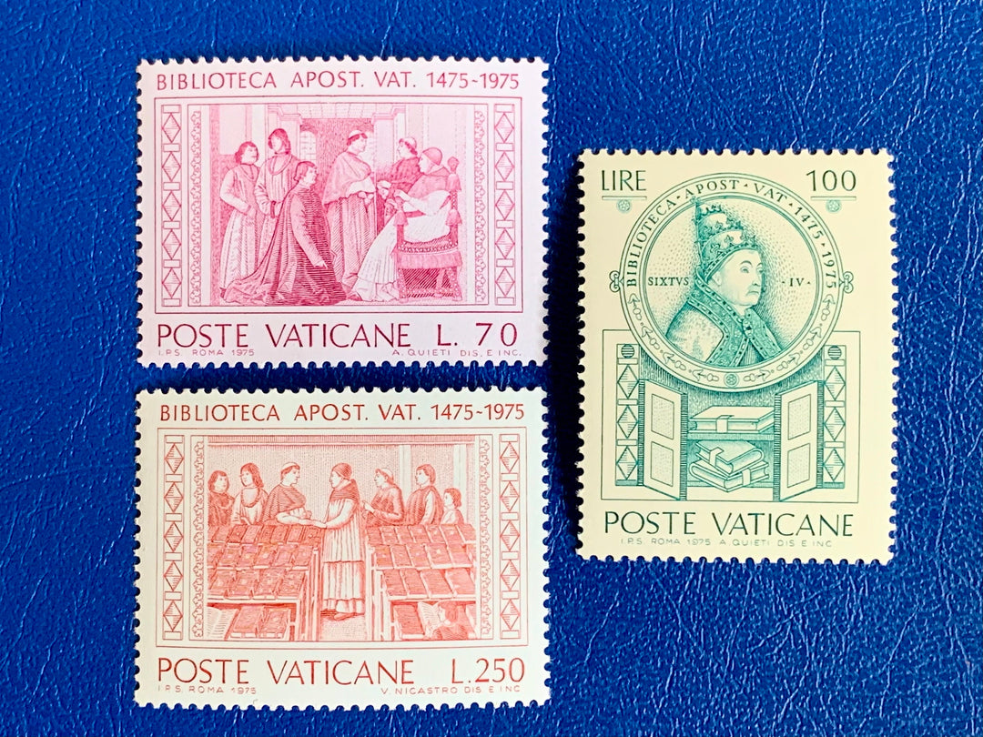 Vatican - Original Vintage Postage Stamps- 1975 Vatican Library - for the collector, artist or crafter