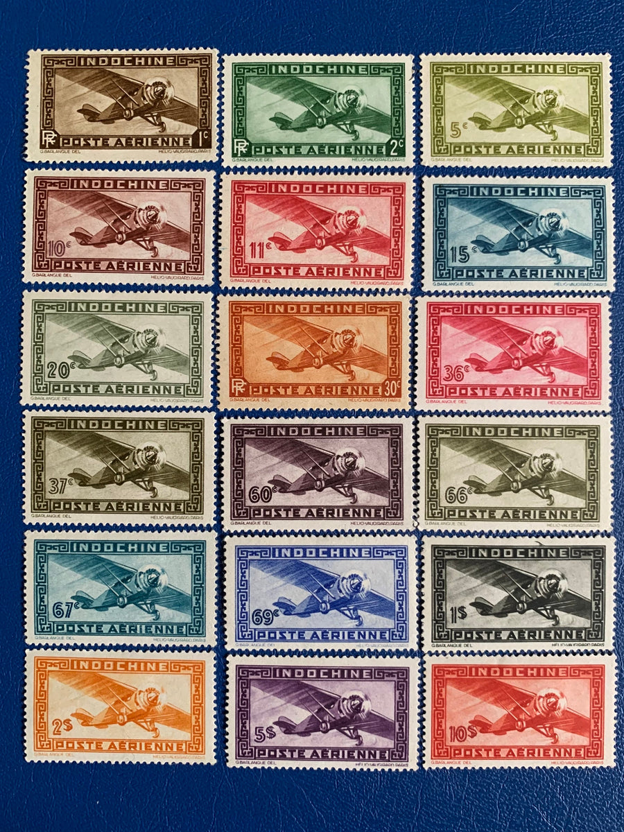 French Indochina - Original Vintage Postage Stamps- 1942 - Airmail - for the collector, artist or crafter