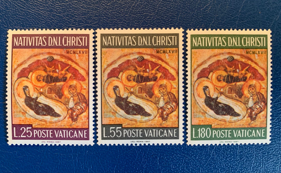 Vatican Christmas - Original Vintage Postage Stamps- 1967 - for the collector, artist or crafter- scrapbooks, decoupage, collage