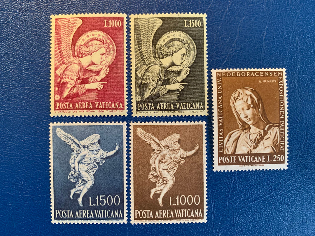 Vatican - Original Vintage Postage Stamps- 1962/64/68 Archangel Gabriel & Michelangelo Pity - for the collector, artist or crafter