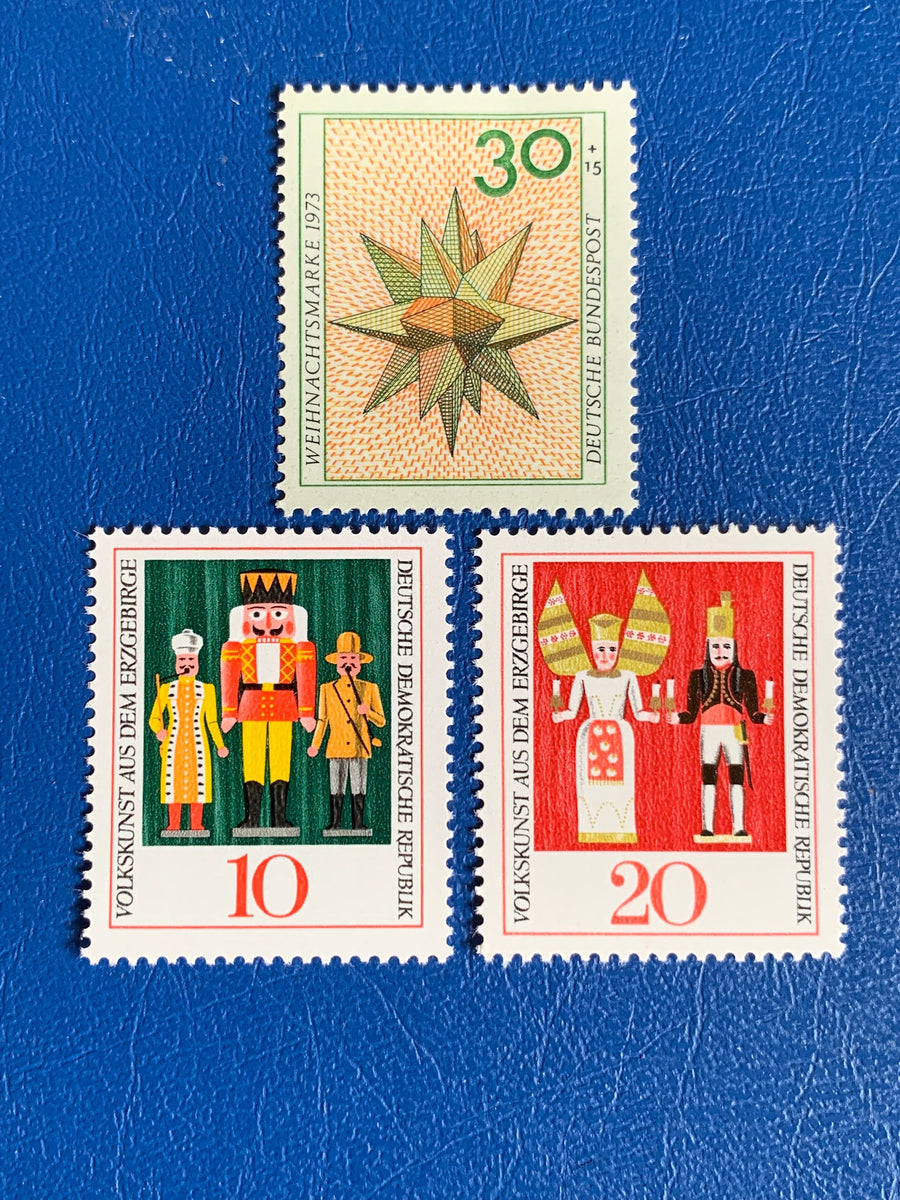 West Germany Christmas - Original Vintage Postage Stamps- 1967/73 - for the collector, artist, or crafter- Gift tags, cards, ornaments