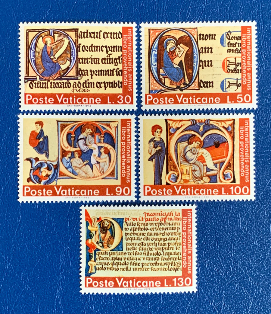 Vatican - Original Vintage Postage Stamps- 1972 - International Year of the Book - for the collector, artist or crafter
