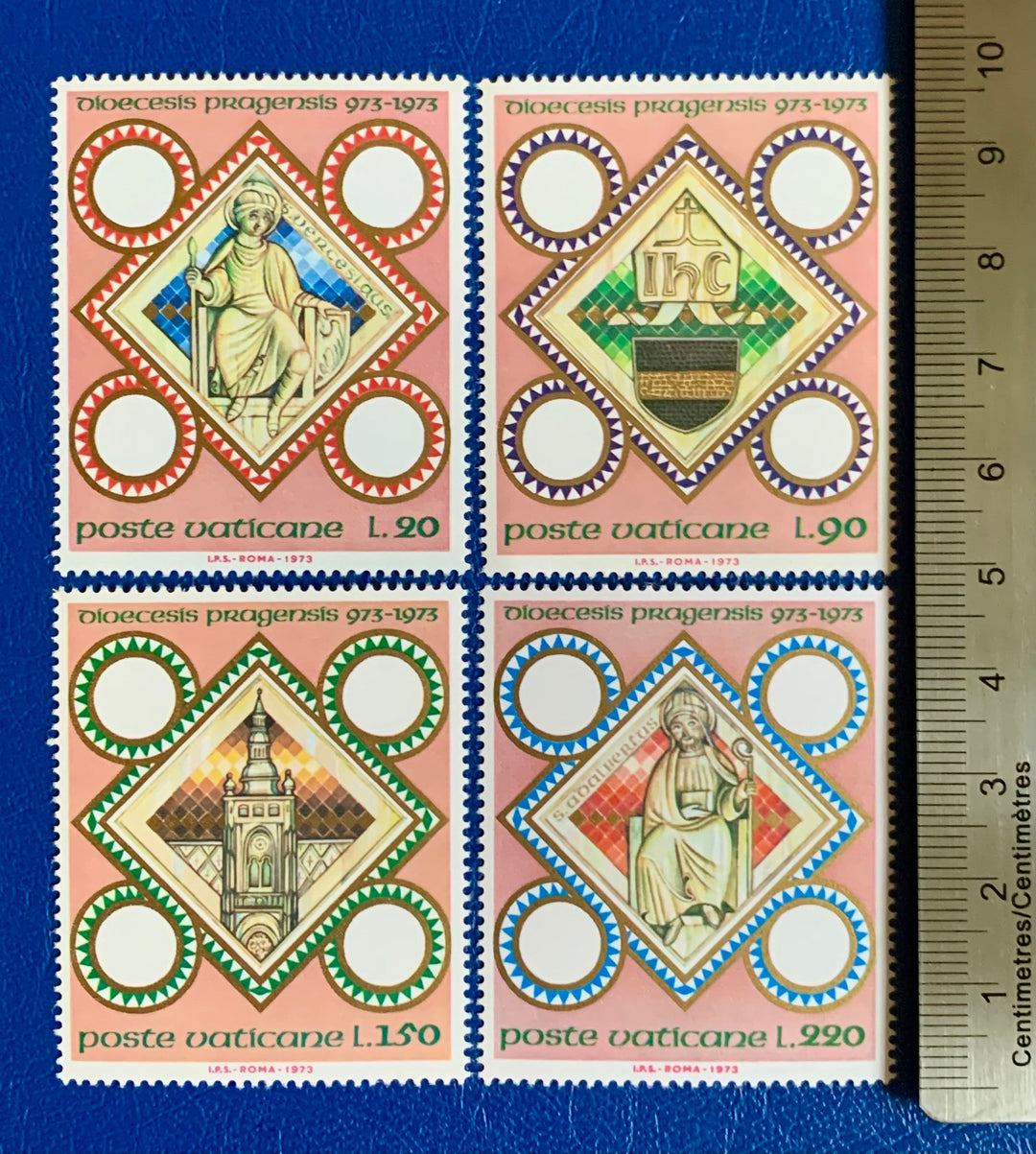 Vatican - Original Vintage Postage Stamps- 1973 - Millennium of Diocese of Prague - for the collector, artist or crafter
