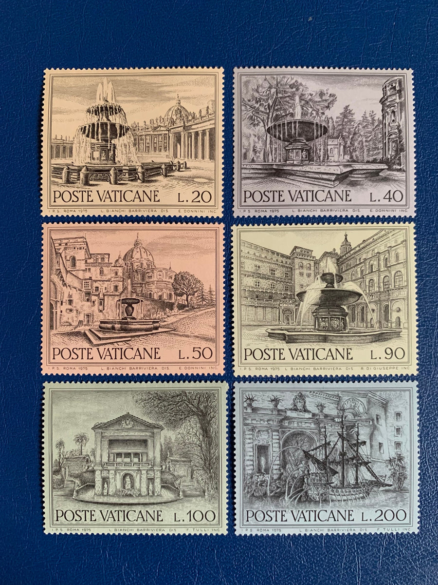 Vatican - Original Vintage Postage Stamps- 1975 - Fountains - for the collector, artist or crafter