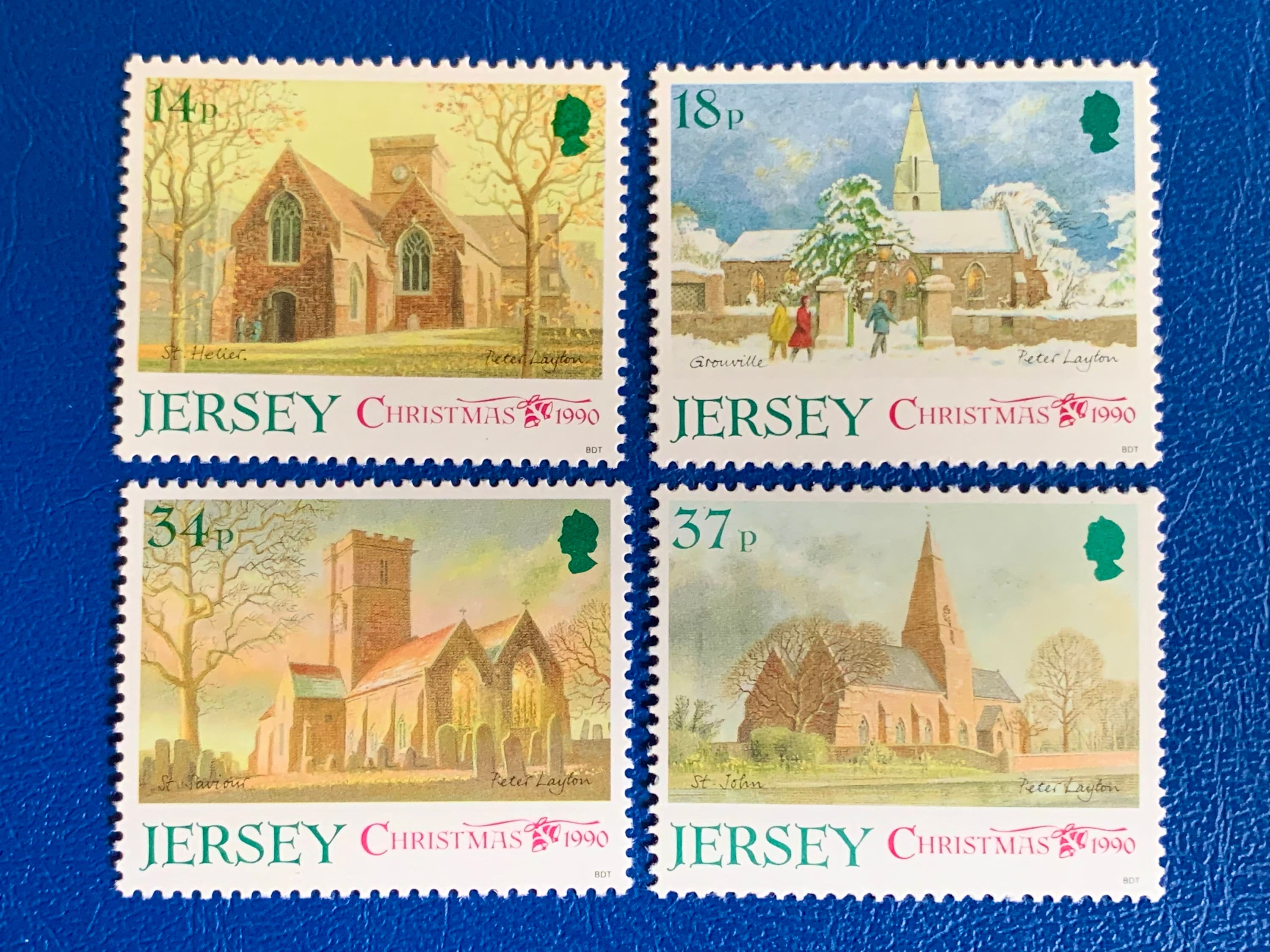 Jersey Christmas - Original Vintage Postage Stamps- 1990 - On the Ridge ...