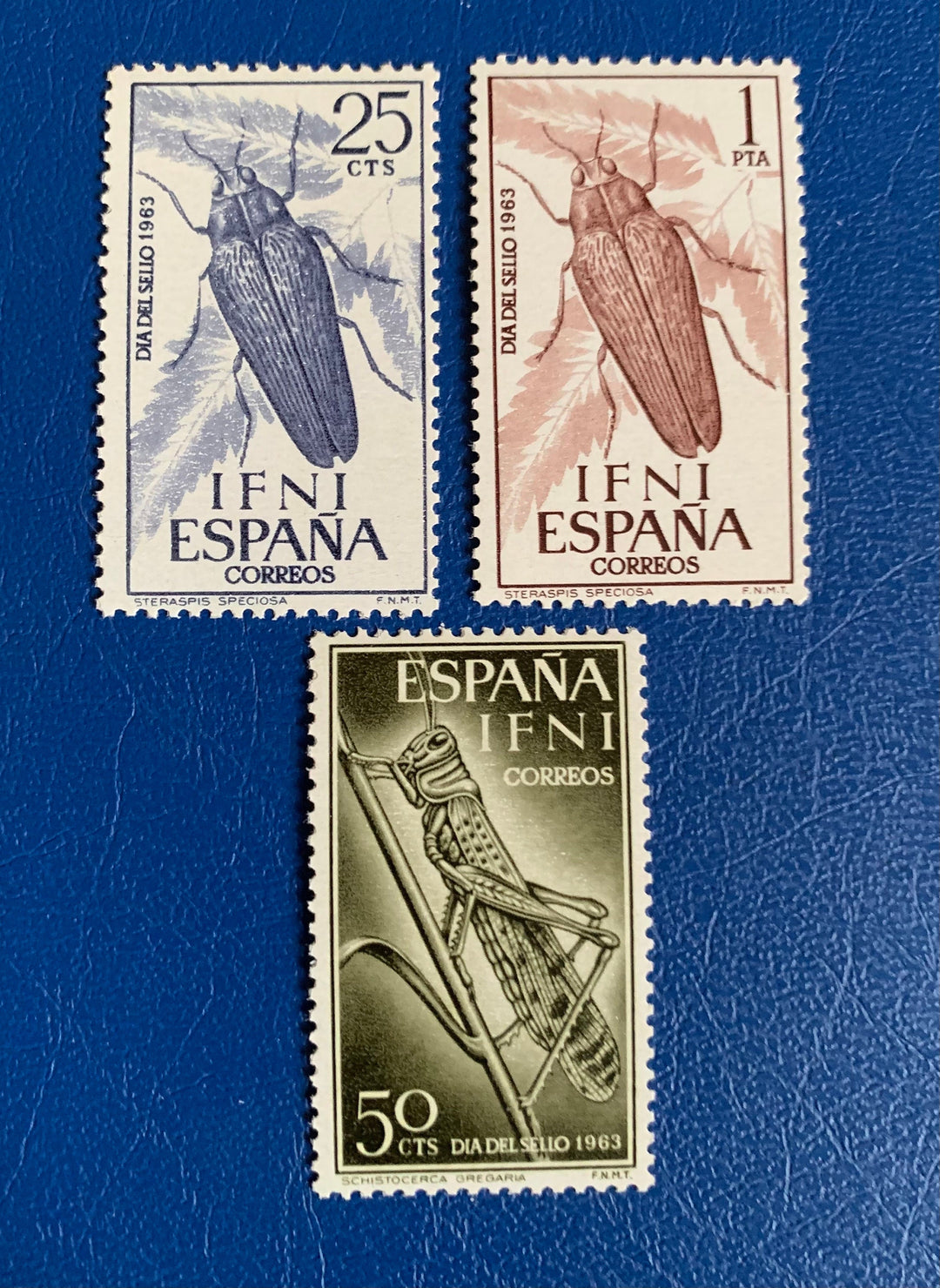 Sp. Ifni- Original Vintage Postage Stamps- 1963 - Stamp Day - Insects
