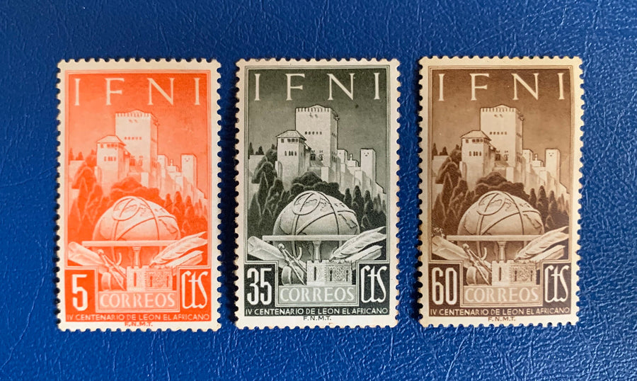 Sp. Ifni- Original Vintage Postage Stamps- 1952 - Ann. Death of Leo Africanus