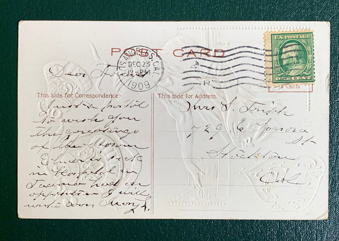 Vintage/Antique 1909 Christmas Postcard - Christmas Nostalgia Greeting Card - for the collector, crafter, scrapbooker, or gift