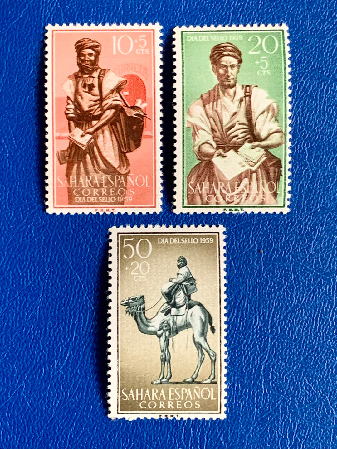 Sp. Sahara - Original Vintage Postage Stamps- 1959 - Postmen (Stamp Day) - for the collector, artist or crafter