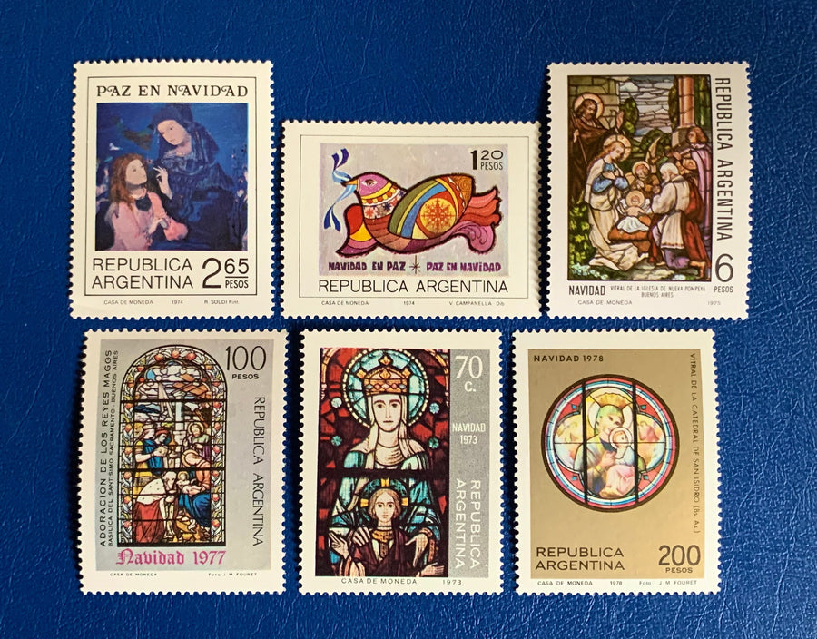 Argentina Christmas - Original Vintage Postage Stamps- 1979-82 - for the collector, artist, or crafter- Gift tags, cards, ornaments