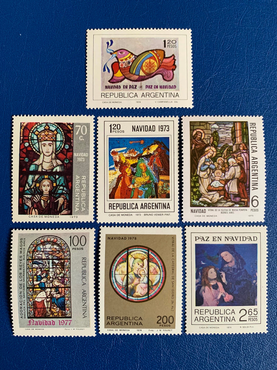 Argentina Christmas - Original Vintage Postage Stamps- 1973-78 - for the collector, artist, or crafter- Gift tags, cards, ornaments
