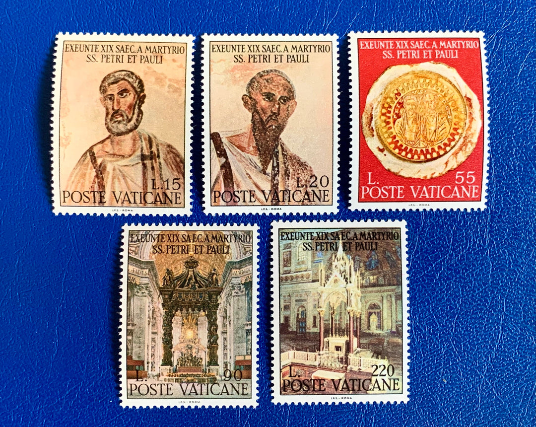 Vatican - Original Vintage Postage Stamps- 1967 Martyrdom of St. Peter & Paul - for the collector, artist or crafter