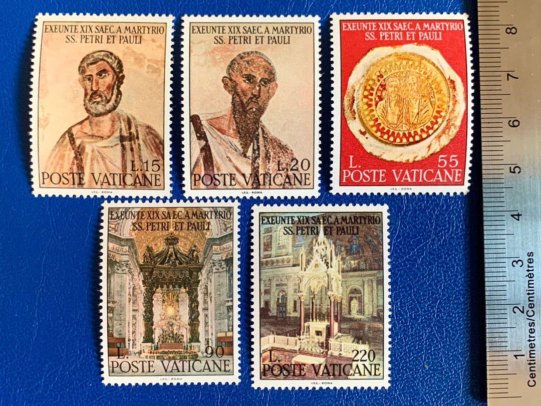 Vatican - Original Vintage Postage Stamps- 1967 Martyrdom of St. Peter & Paul - for the collector, artist or crafter