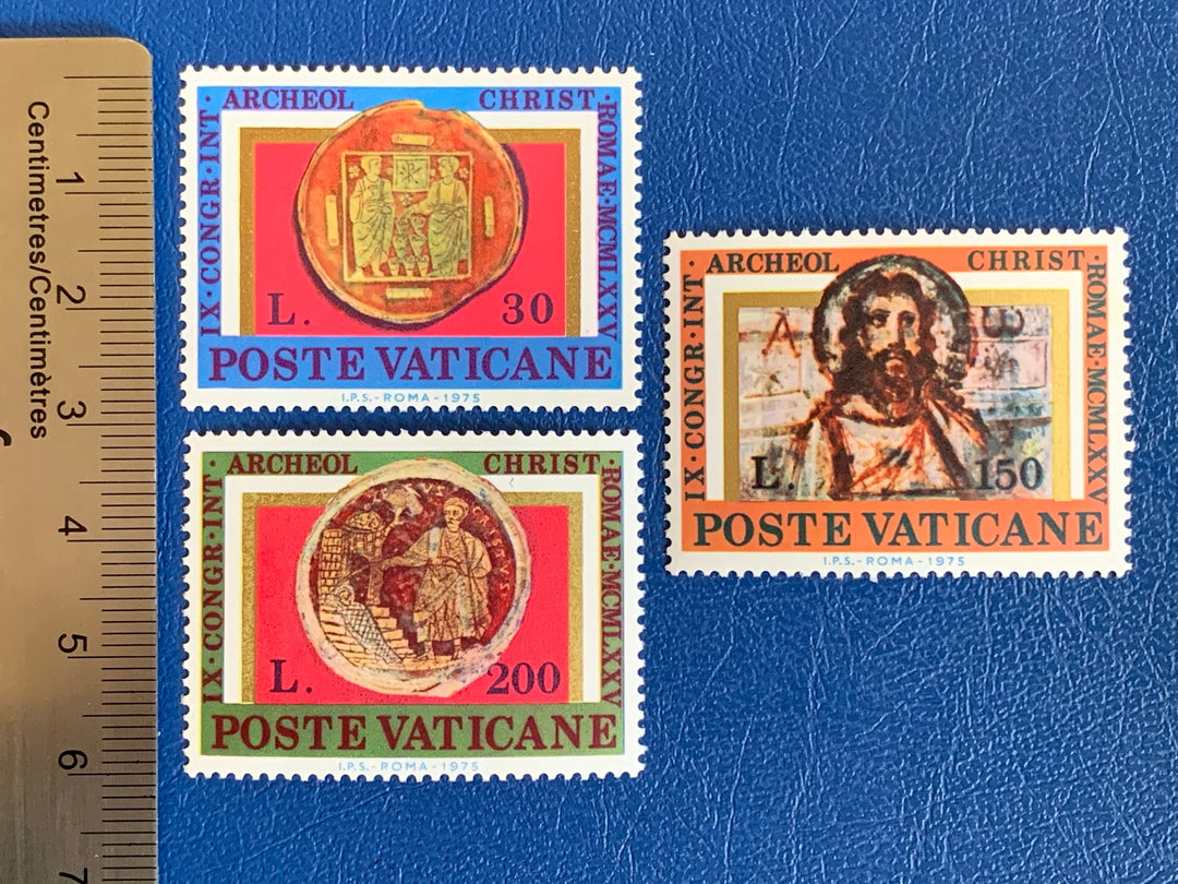 Vatican - Original Vintage Postage Stamps- 1975 International Congress of Christian Architecture - for the collector, artist or crafter