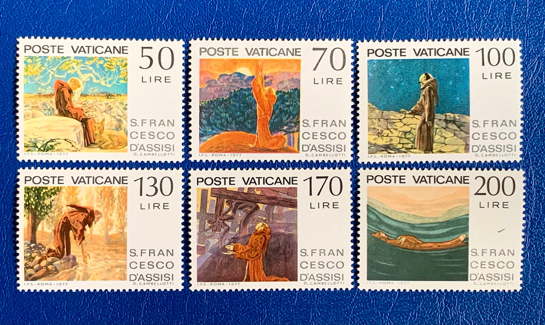 Vatican - Original Vintage Postage Stamps- 1977 Death of St. Francis of Assisi - for the collector, artist or crafter