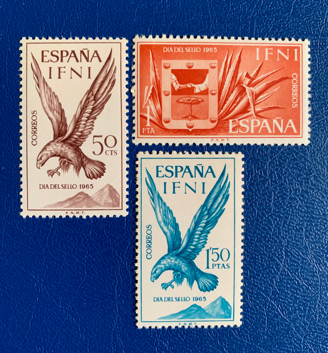 Sp. Ifni- Original Vintage Postage Stamps- 1965 - Stamp Day - Eagles