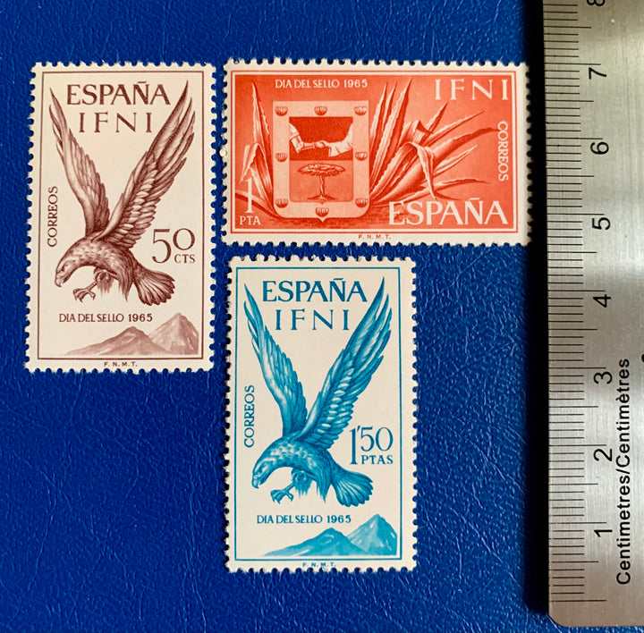 Sp. Ifni- Original Vintage Postage Stamps- 1965 - Stamp Day - Eagles