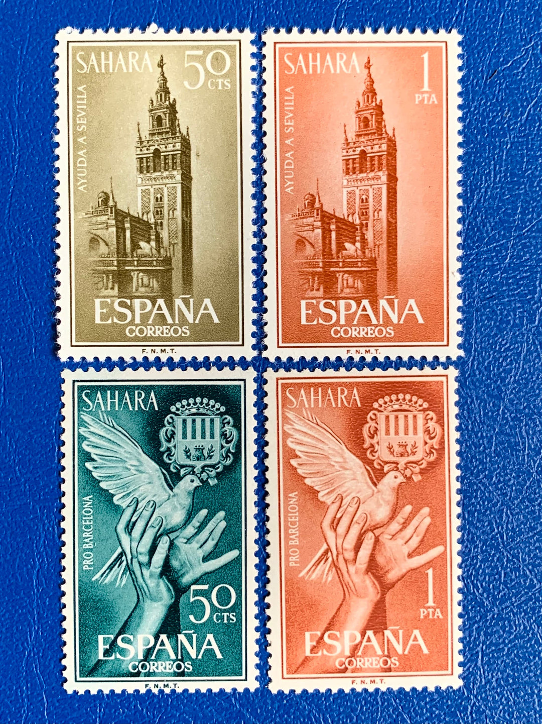 Sp. Sahara - Original Vintage Postage Stamps - 1963 - Aid to Barcelona and Seville - for the collector, artist or crafter