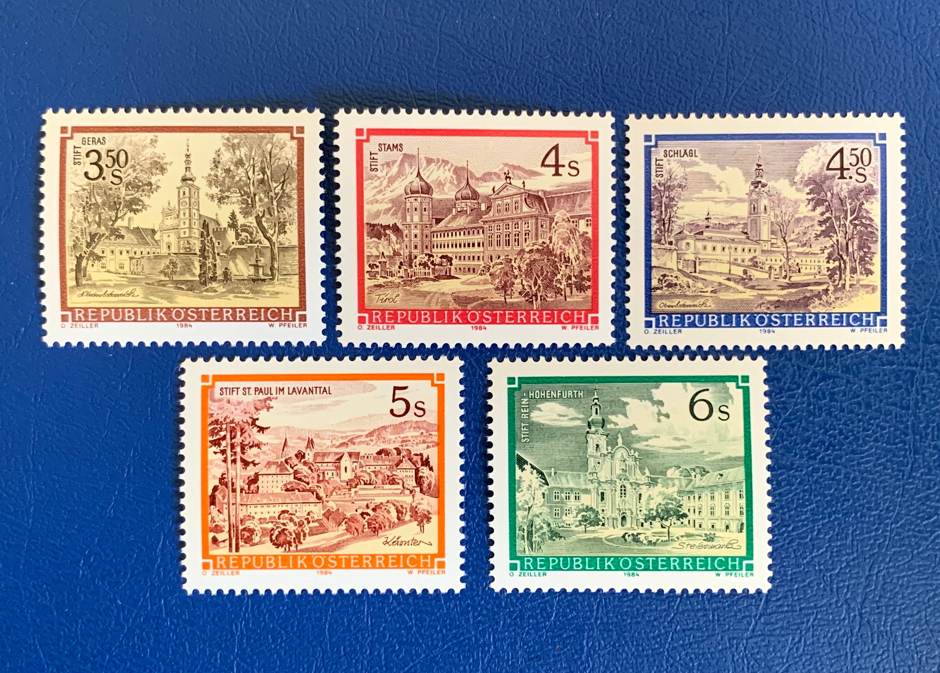 Post Stamp Ridge Austria - Original Vintage Postage Stamps - 1984-85 Monasteries ...