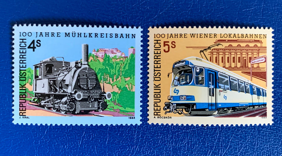 Austria - Original Vintage Postage Stamps - 1988 Railroad Jubilee - for the collector, artist or crafter - scrapbooks, decoupage