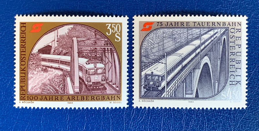 Austria - Original Vintage Postage Stamps - 1984 Railroad Jubilee - for the collector, artist or crafter - scrapbooks, decoupage