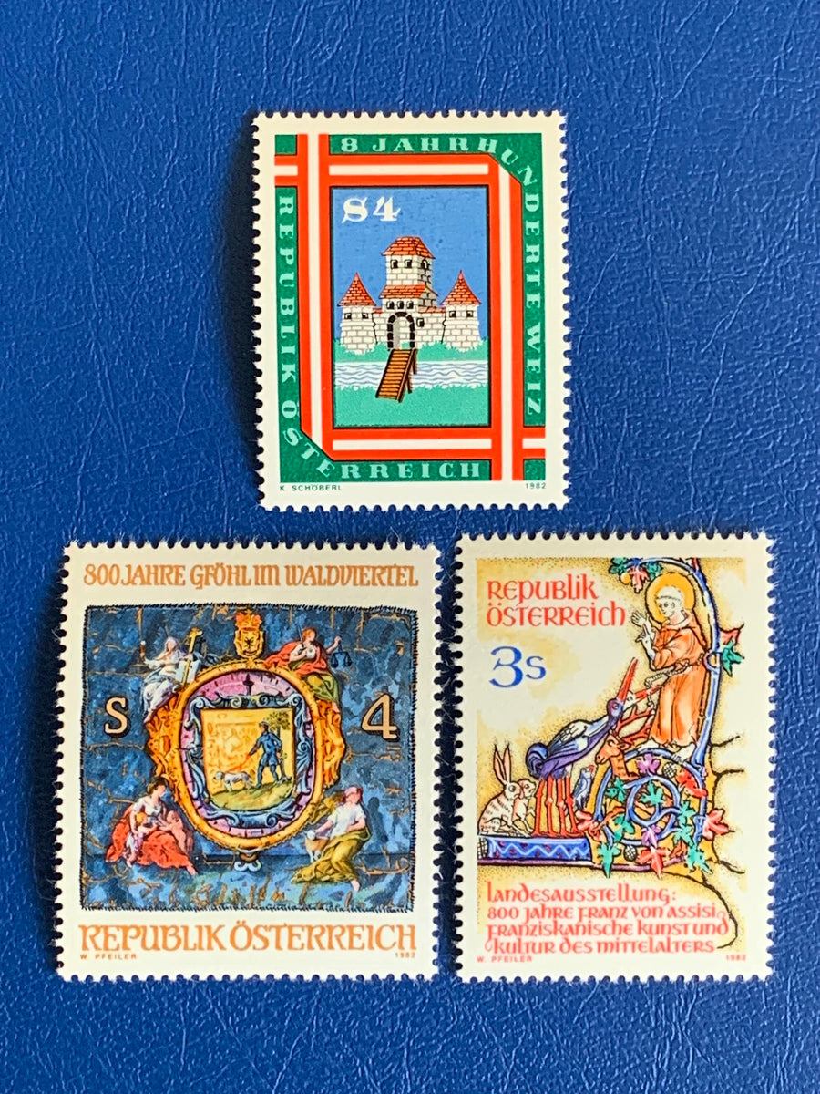 Austria - Original Vintage Postage Stamps - 1982 Francis of Assisi, 800 Years Gfohl & Weiss City - for the collector, artist or crafter