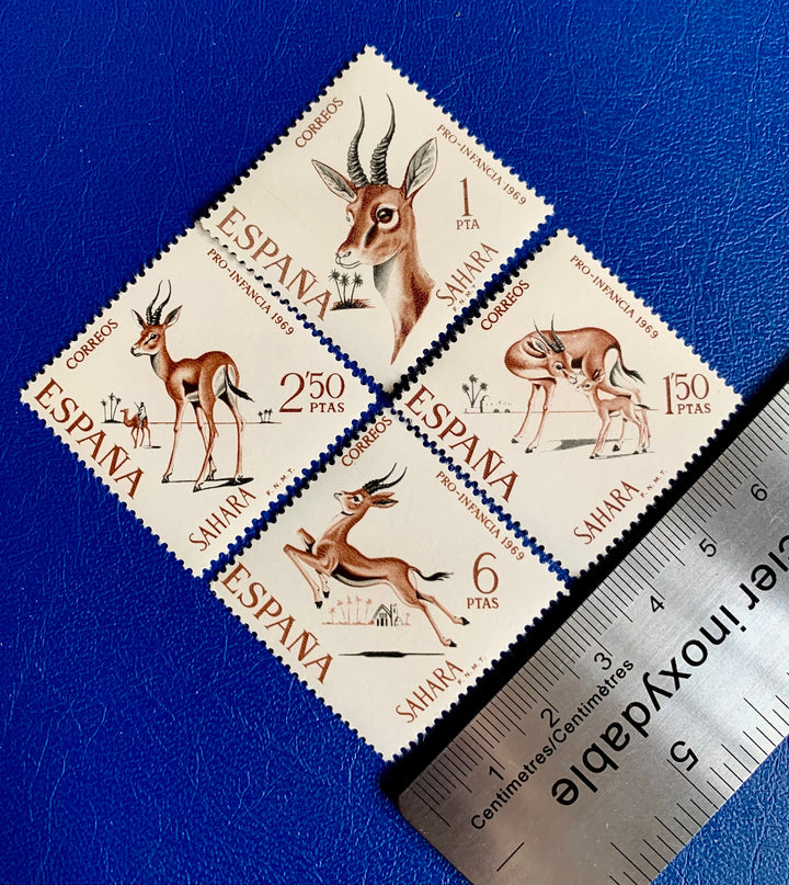 Sp. Sahara - Original Vintage Postage Stamps - 1969 - Dorcas Gazelle (Pro Children) - for the collector, artist or crafter