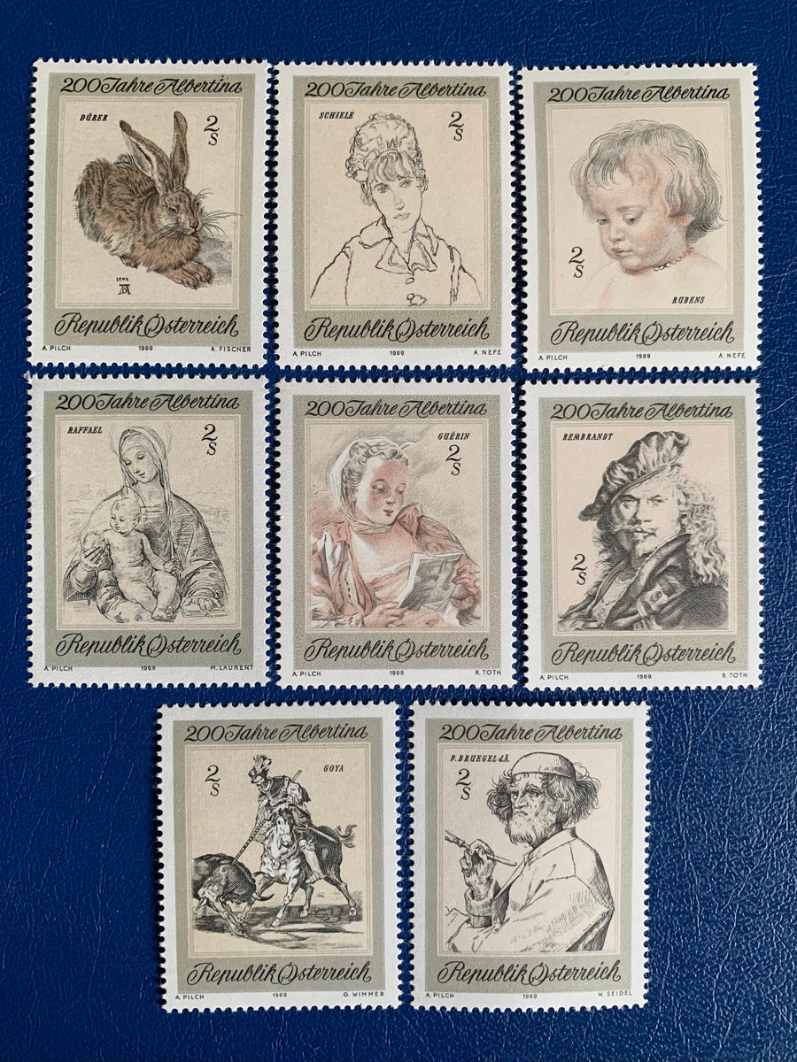 Austria - Original Vintage Postage Stamps - 1969 Albertina Art - for the collector, artist or crafter - scrapbooks, journals, decoupage
