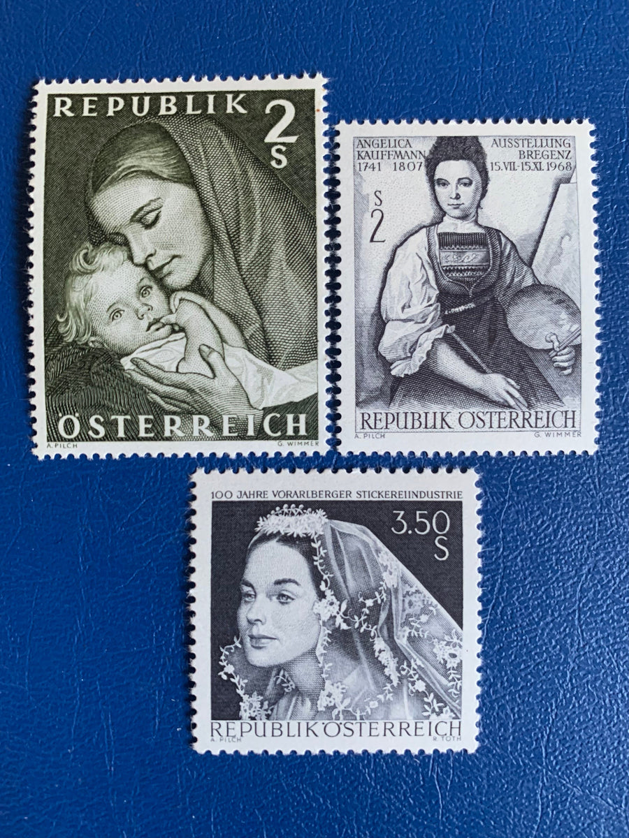 Austria - Original Vintage Postage Stamps - 1968 Women on Stamps - for the collector, artist or crafter