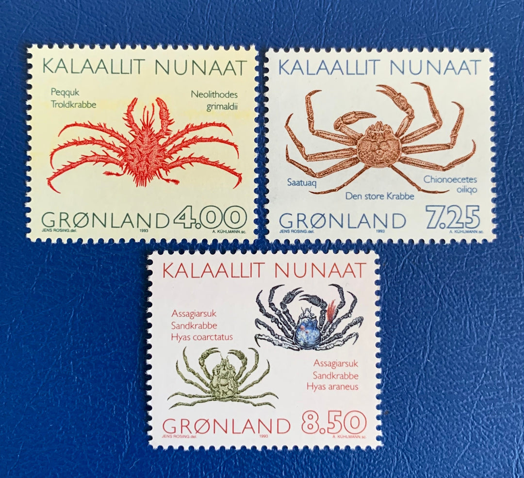 Greenland - Original Vintage Postage Stamps- 1993 - Crabs - for the collector, artist or crafter