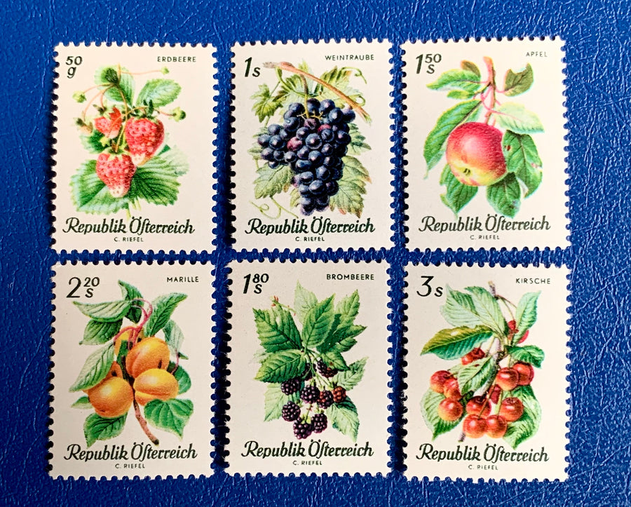 Austria - Original Vintage Postage Stamps - 1963 Austrian Fruits - for the collector, artist or crafter - scrapbooks, decoupage