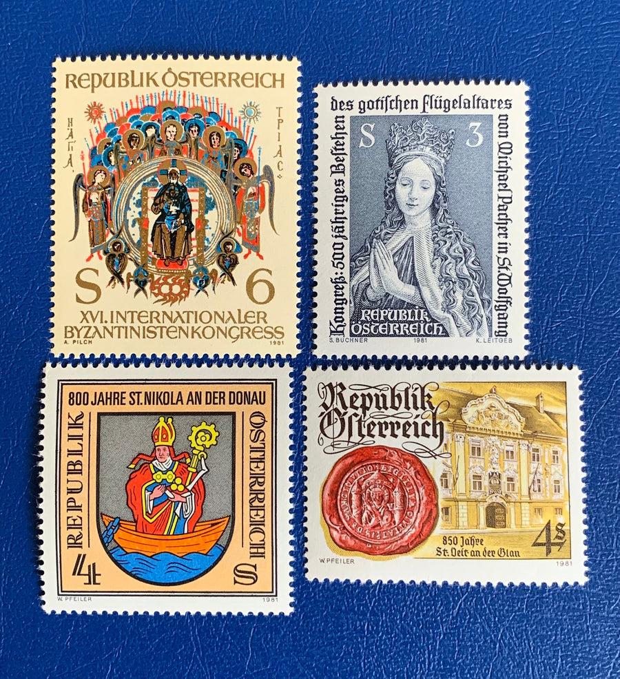 Austria - Original Vintage Postage Stamps - 1981 Gothic Altar, St. Veit an der Glan, St. Nikola, Byzantine Studies