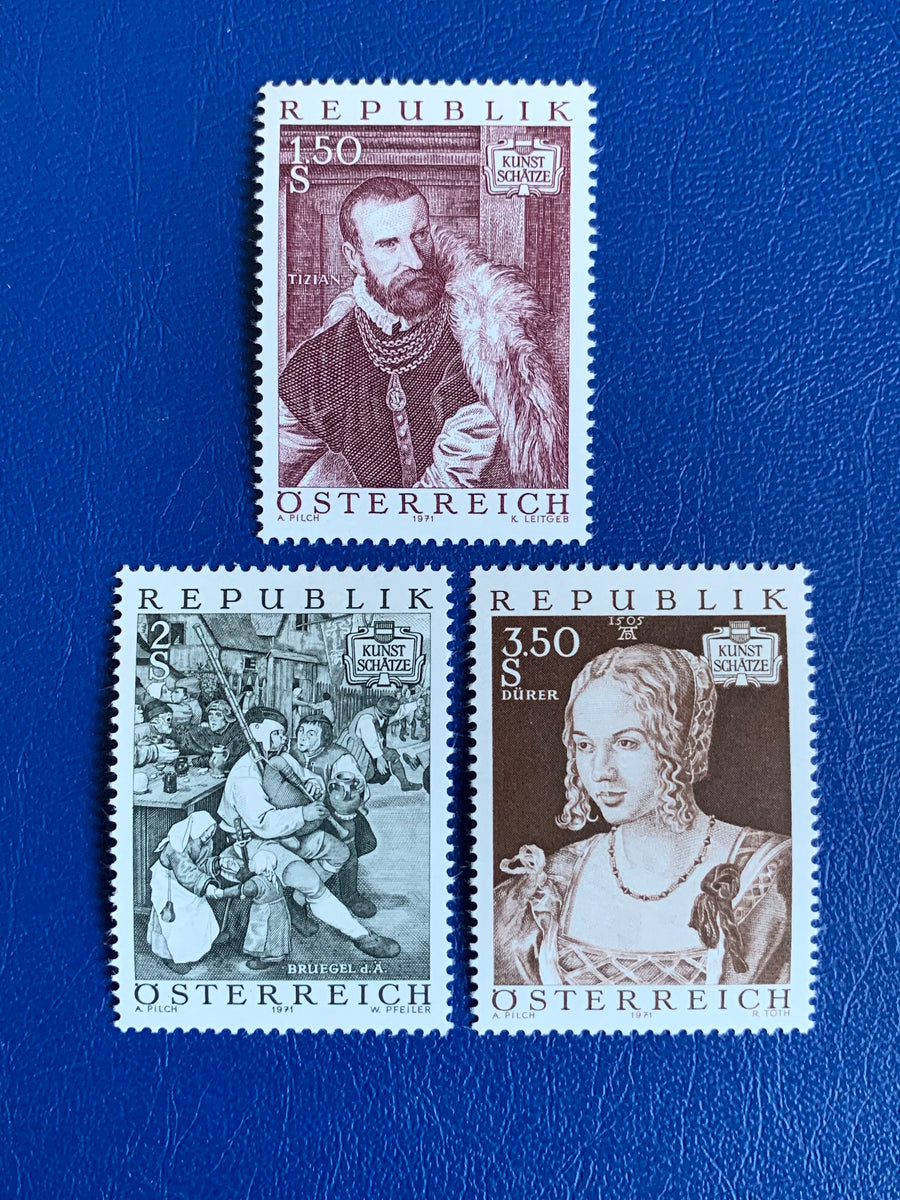 Austria - Original Vintage Postage Stamps - 1972 Art Objects: Paintings - for the collector, artist or crafter