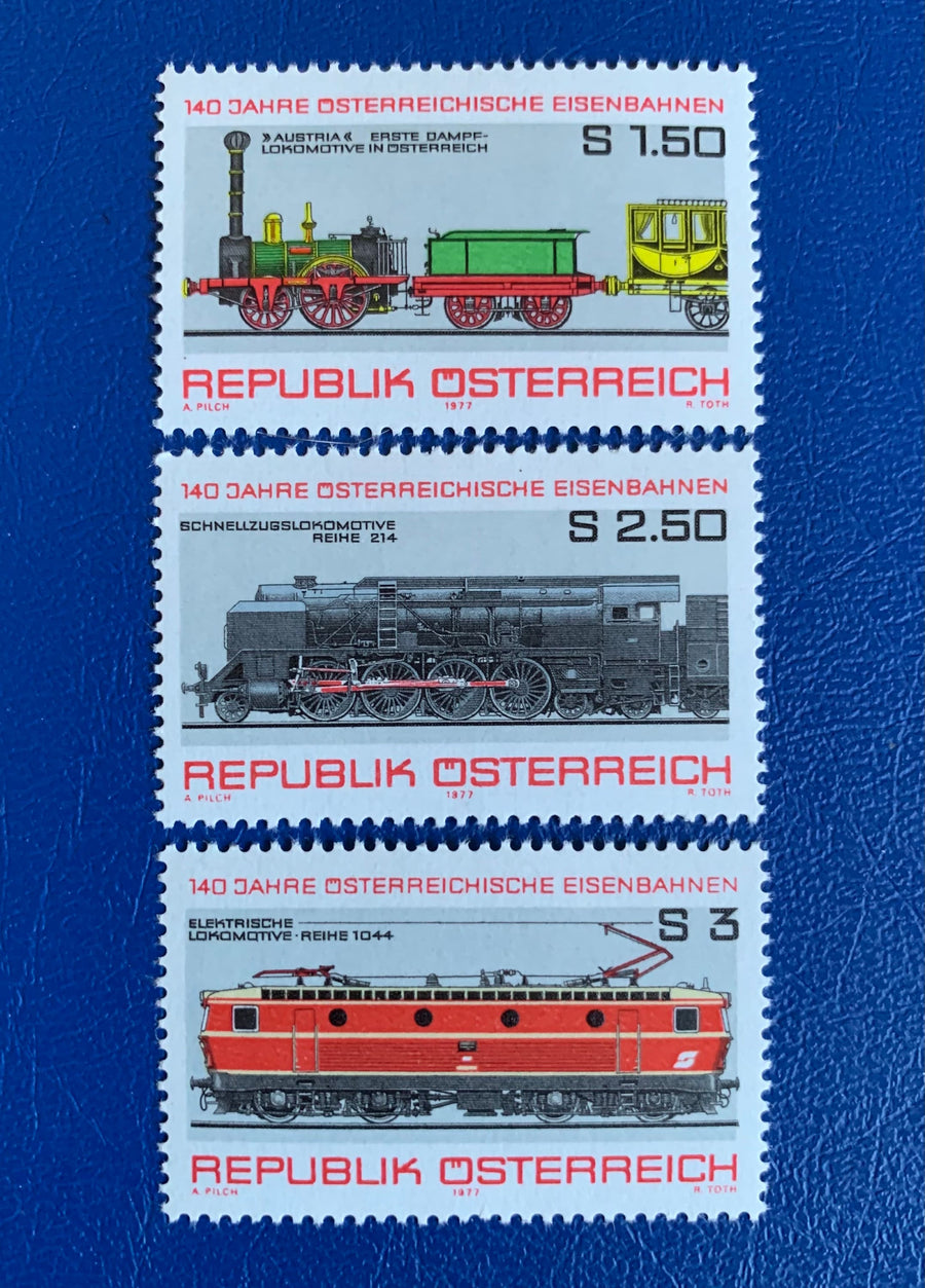 Austria - Original Vintage Postage Stamps - 1977 - 140th Anniversary Austrian Railroads - for the collector, artist or crafter