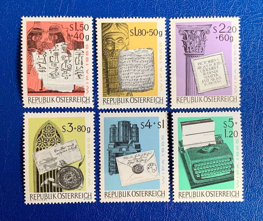 Austria - Original Vintage Postage Stamps - 1965 WIPA Stamp Ex - Forms of Writing - for the collector, artist or crafter