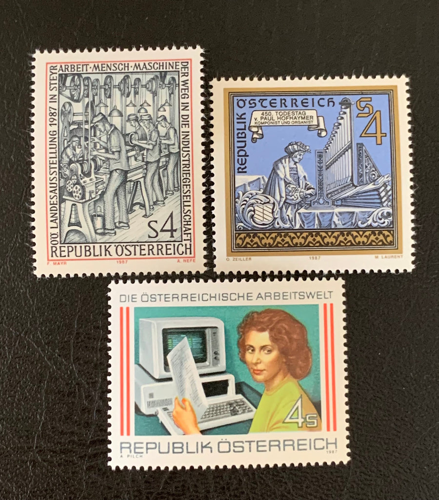 Austria - Original Vintage Postage Stamps - 1987 Men & Machines - for the collector, artist or crafter - scrapbooks, journals, decoupage