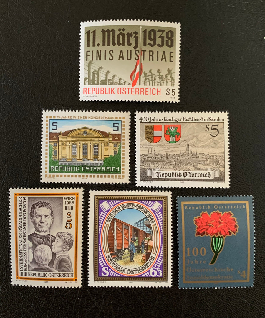 Austria - Original Vintage Postage Stamps - 1988 - for the collector, artist or crafter - scrapbooks, journals, decoupage