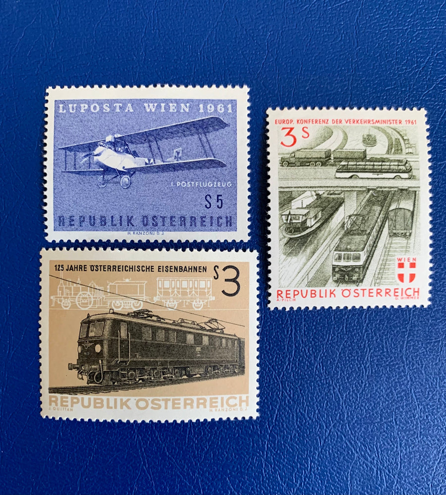 Austria - Original Vintage Postage Stamps - 1961 - Transportation- for the collector, artist or crafter