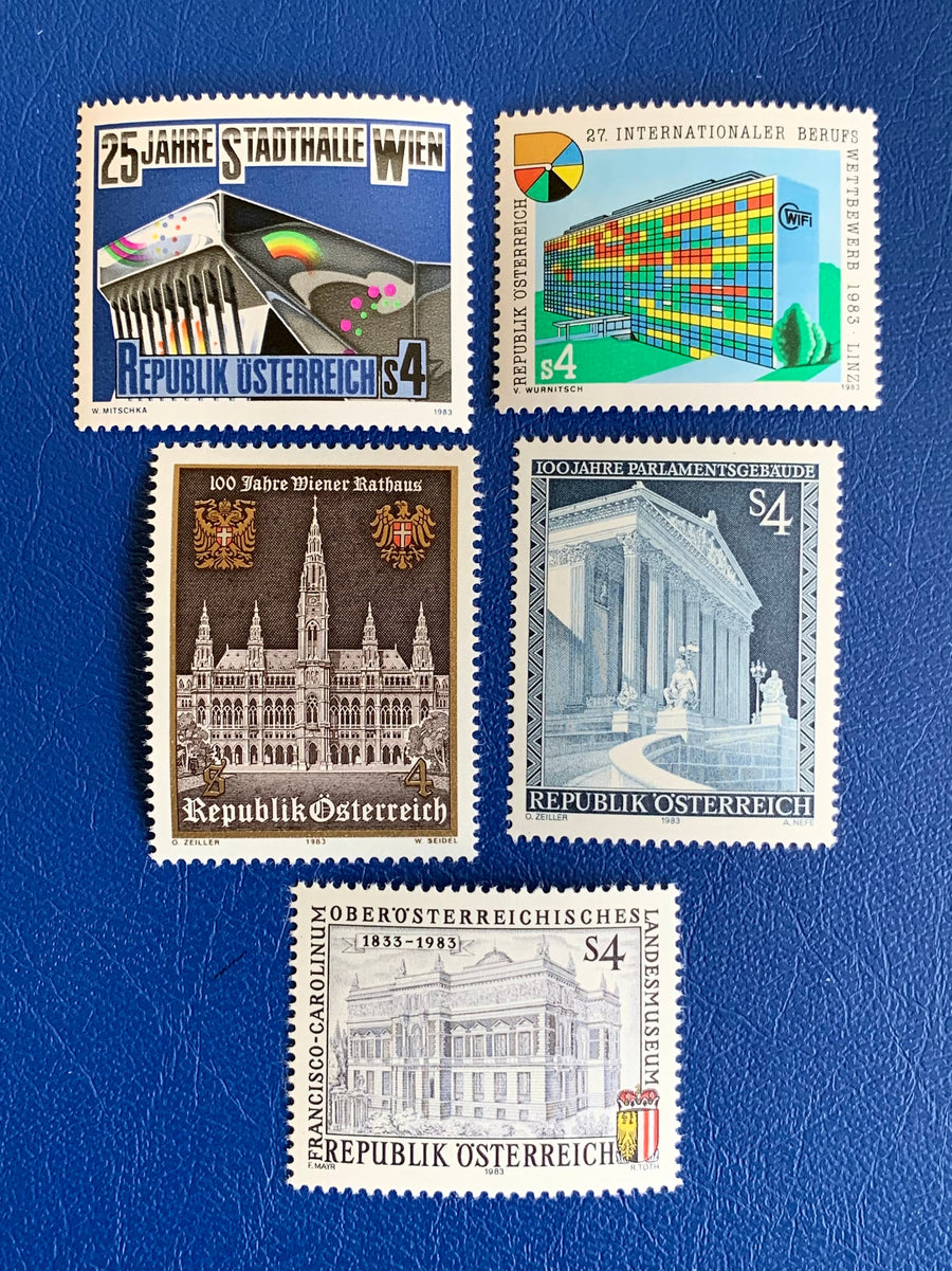 Austria - Original Vintage Postage Stamps - 1983 - Architecture- for the collector, artist or crafter