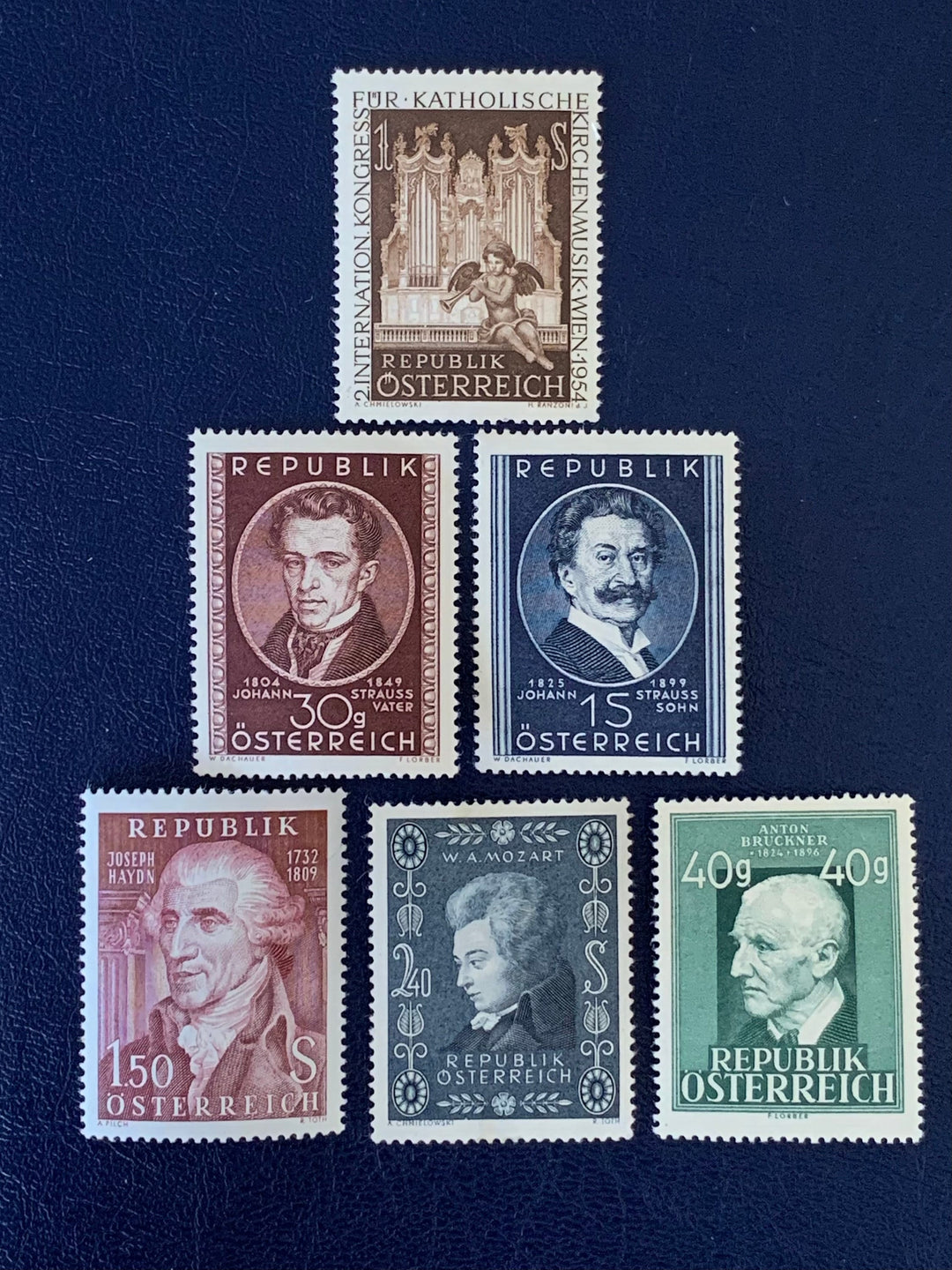 Austria - Original Vintage Postage Stamps - 1949/54/59 - Composers - for the collector, artist or crafter - scrapbooks, decoupage