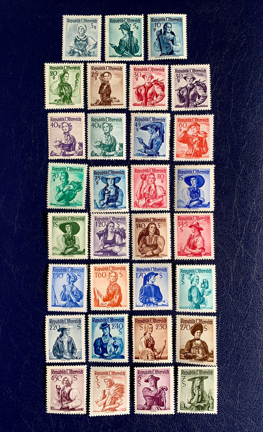 Austria - Original Vintage Postage Stamps - 1948 Women in Regional Costume- for the collector, artist or crafter - scrapbooks, decoupage