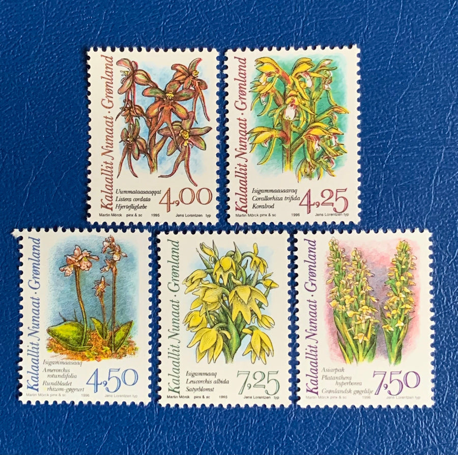 Greenland - Original Vintage Postage Stamps- 1996 - Arctic Orchids - for the collector, artist or crafter