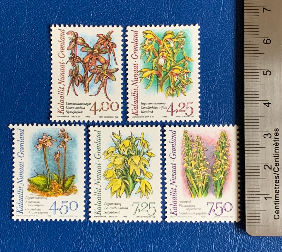 Greenland - Original Vintage Postage Stamps- 1996 - Arctic Orchids - for the collector, artist or crafter