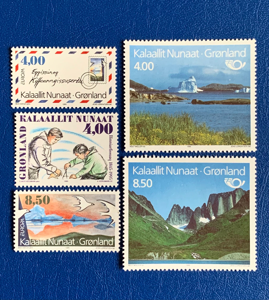 Greenland - Original Vintage Postage Stamps- 1995 - Scenery, Peace & Freedom, Teachers - for the collector, artist or crafter