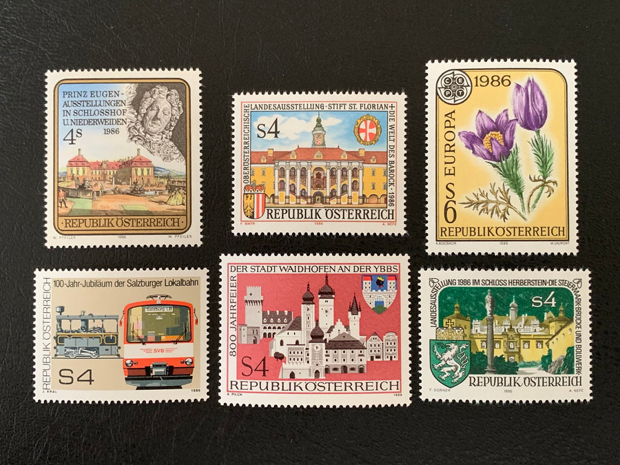 Austria - Original Vintage Postage Stamps - 1986 - for the collector, artist or crafter - scrapbooks, journals, decoupage